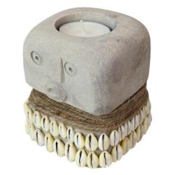 Bougeoir Ethnique en Pierre et Coquillages 10cm | Artisanat de Sumba