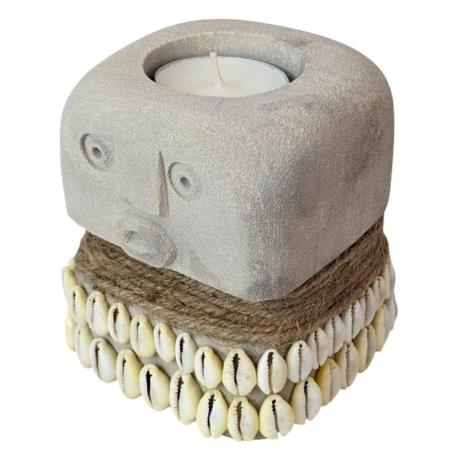 Bougeoir Ethnique en Pierre et Coquillages 10cm | Artisanat de Sumba