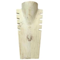 Déclassé - Présentoir à colliers cranté en bois massif blanc cérusé 30cm
