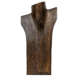 Déclassé - Buste présentoir à colliers en bois marron 30cm