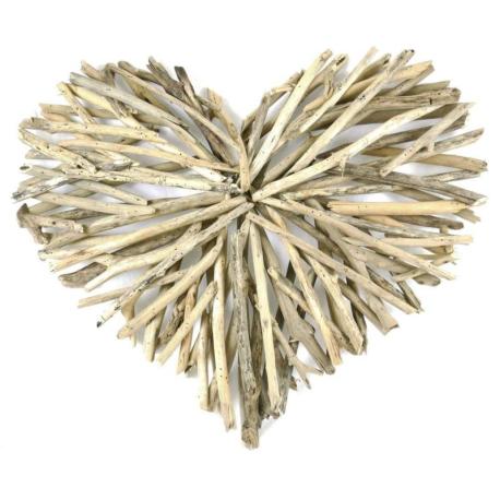 Décoration murale cœur en bois flotté 50cm