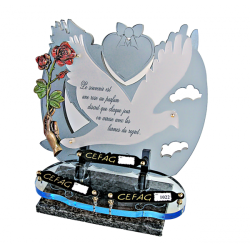 Plaque altu Colombe texte et rose