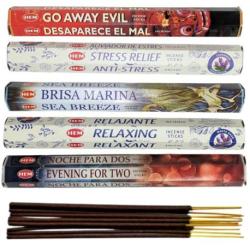 Assortiment d'encens HEM - Bouquet "Détente absolue". Lot de 100 bâtons (5 parfums)