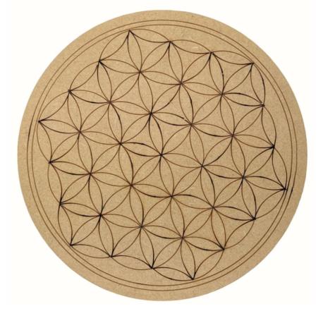 Plaque de Rechargement | Disque ø10cm Fleur de vie en Manguier