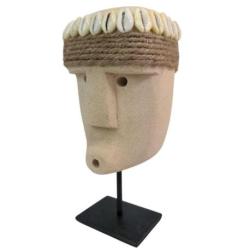 Masque Primitif en Pierre sur pied 16cm | Artisanat de Sumba