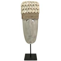 Grand Masque Primitif en Pierre sur pied 35cm | Artisanat de Sumba
