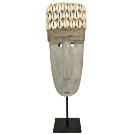 Grand Masque Primitif en Pierre sur pied 35cm | Artisanat de Sumba