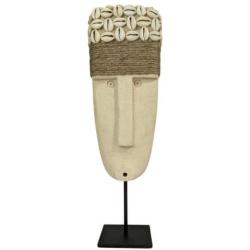 Grand Masque Tribal en Pierre et Coquillages 35cm | Savoir-faire traditionnel de Sumba