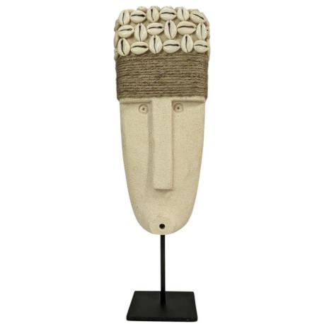 Grand Masque Tribal en Pierre et Coquillages 35cm | Savoir-faire traditionnel de Sumba