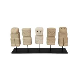 Les 5 Effigies Rituelles Marapu en Pierre 35x15cm | Savoir-faire traditionnel de Sumba