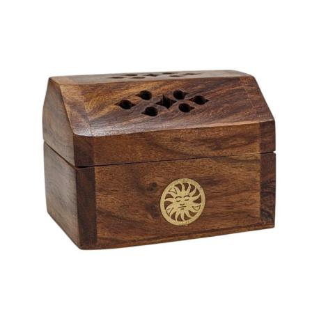 Porte-encens pour cônes  | Petite boîte en bois & laiton motif Aléatoire