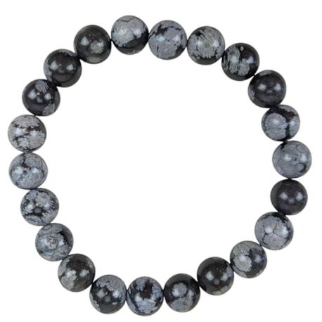 Bracelet Obsidienne Neige - boules 8mm