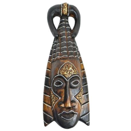 Masque africain tribal en bois 30cm, décoration murale ethnique