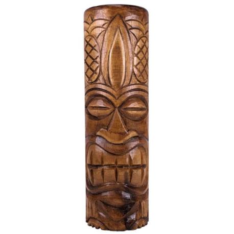 Grand Totem Statue Tiki 50cm en bois massif sculpté à la main
