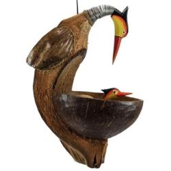 Mangeoire à oiseaux artisanale en noix de coco