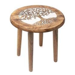 Table d'Appoint ou Porte-Plante en bois motif Arbre de Vie 30cm