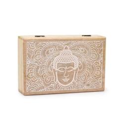 Boîte décorative en bois motif Bouddha & Mandala 21,5x14cm