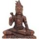 Statue de Shiva assis 30cm en bois massif sculpté teinte marron