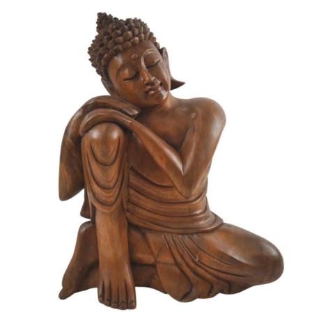 Statue de Bouddha Penseur 30cm en bois massif | Décoration Zen