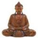 Statue Bouddha assis en position du Lotus - Bois massif sculpté Main 20cm