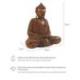 Statue Bouddha assis en position du Lotus - Bois massif sculpté Main 20cm