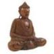 Statue Bouddha assis en position du Lotus - Bois massif sculpté Main 20cm