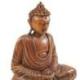 Statue Bouddha assis en position du Lotus - Bois massif sculpté Main 20cm