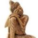 Statue de Bouddha assis 40cm - Bois massif brut sculpté main.