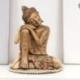 Statue de Bouddha assis 40cm - Bois massif brut sculpté main.