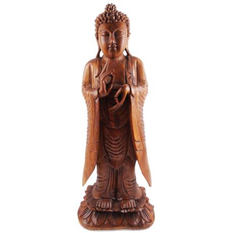 Grand Bouddha debout 60cm en bois sculpté | Artisanat de Bali