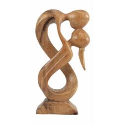 Statuette Couple Enlacé "Union Infinie" 20cm en bois | Cadeau Anniversaire de Mariage