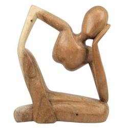 Statue abstraite "Le Penseur" 20cm en bois Brut