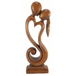 Statue Abstraite Couple en Fusion 50cm en bois | Une Preuve d'Amour Inoubliable