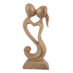 Statuette en bois "Couple en Fusion" 20cm | Cadeau Noces de Bois
