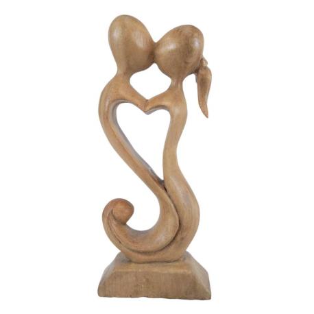 Statuette en bois "Couple en Fusion" 20cm | Cadeau Noces de Bois