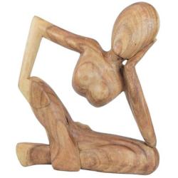 Statue abstraite "Le Penseur" 40cm en bois Brut
