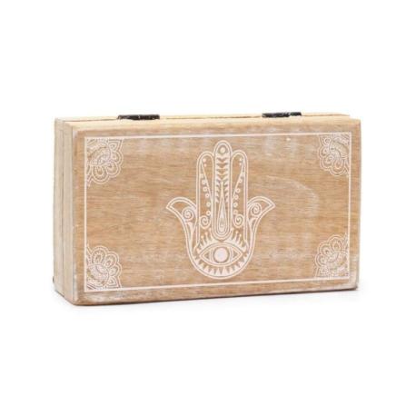 Boîte décorative en bois motif Main de Fatma 17,5x10cm