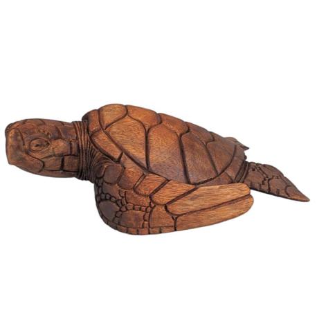 Grande statue Tortue de mer 30cm en bois exotique