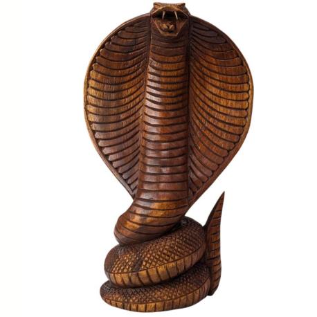 Statue Serpent / Cobra 25cm en bois exotique sculpté main