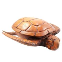 Grande boîte / vide-poche en bois exotique forme Tortue de mer