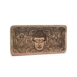 Plateau décoratif ou Vide-poche en bois avec gravure Bouddha | Savoir-faire indien