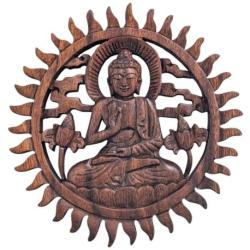 Décor mural Bouddha en bois de suar sculpté 20cm