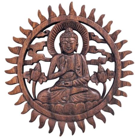 Décor mural Bouddha en bois de suar sculpté 20cm
