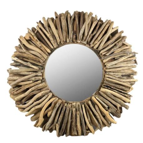 Grand Miroir mural Rond en Bois Flotté ø80cm Grand Miroir mural Rond en Bois Flotté ø80cm