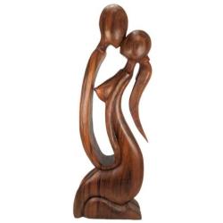 Statue Abstraite XL "Couple Sensuel" 100cm en bois | Sculpture érotique