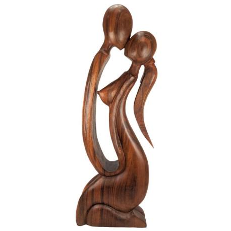 Statue Abstraite XL "Couple Sensuel" 100cm en bois | Sculpture érotique
