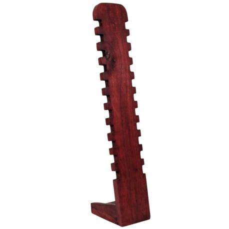 Présentoir à bracelets cranté 45cm - Bois massif teinté Rouge