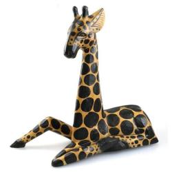 Statue Girafe en bois 30cm création artisanale.