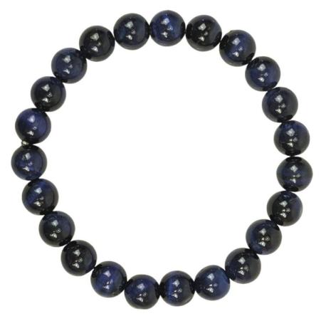 Bracelet Oeil de Tigre bleu - boules 8mm