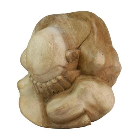 Statue Yogi Libérateur en Bois 25cm | Bouddha pleureur